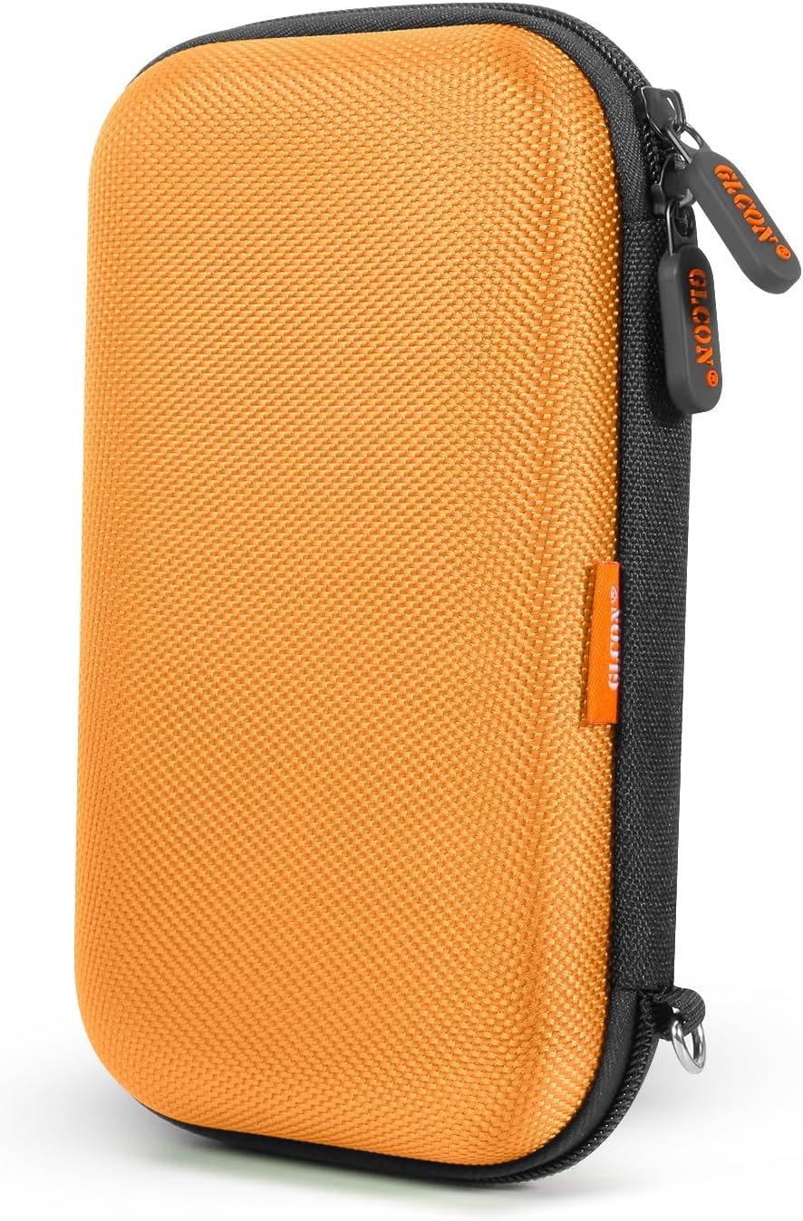 Orange Shockproof Hard EVA Carrying Case Travel Pouch for External Hard Drive, Power Bank, Cell Phone, Cable, Cord - Portable Small Electronic Accessories Organizer Storage Zipper Pouch