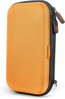 Orange Shockproof Hard EVA Carrying Case Travel Pouch for External Hard Drive, Power Bank, Cell Phone, Cable, Cord - Portable Small Electronic Accessories Organizer Storage Zipper Pouch