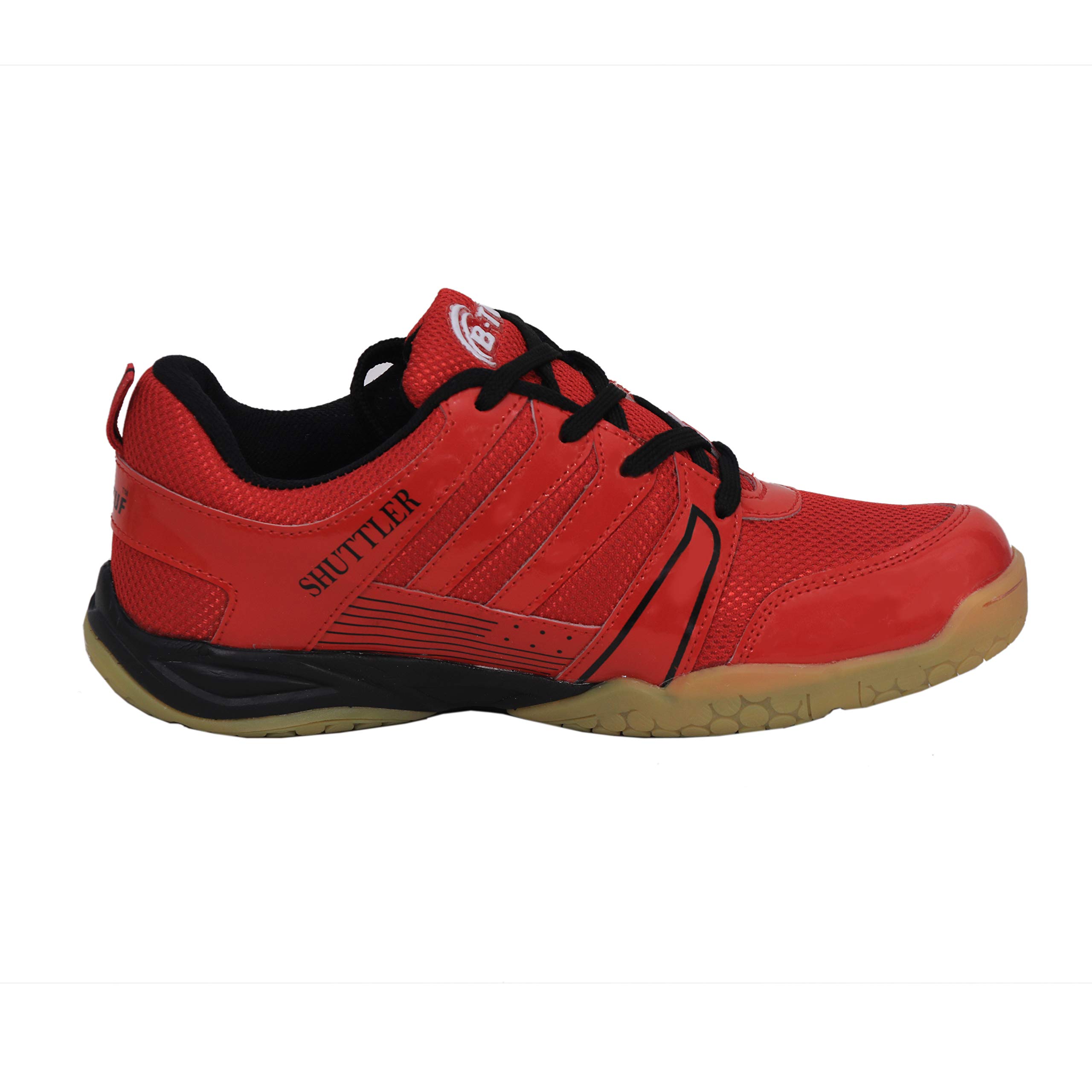 B-TUF Badminton Sports Shoes Men Women Non-Marking Gum Sole Shoes (Red) Size India/UK 11 1