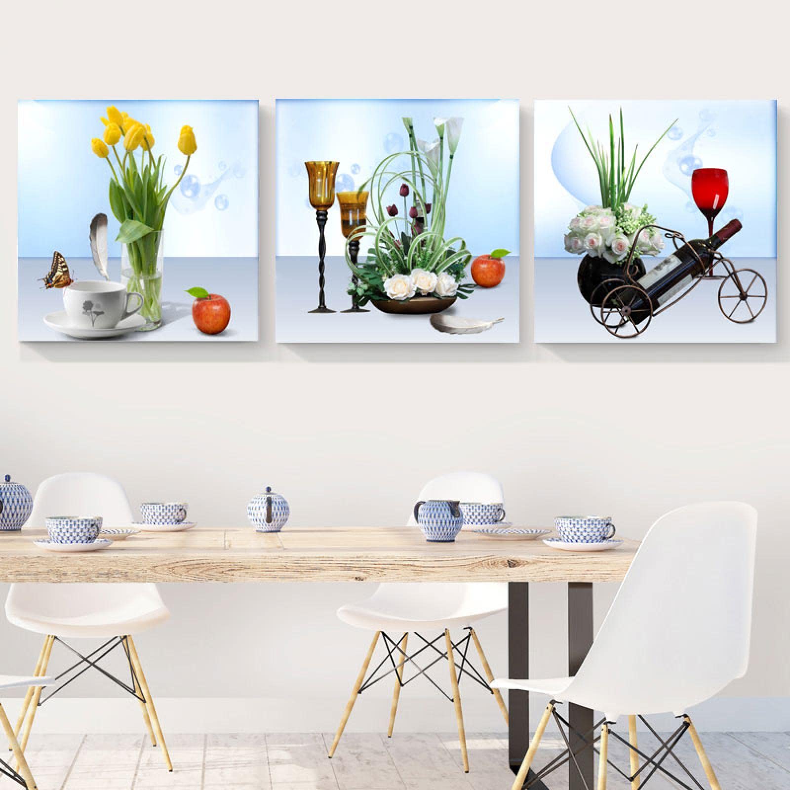 Czerwone wino kwiaty kubek do kawy pióro kuchnia plakat nadruki płótno malarstwo nowoczesne obrazy ścienne jadalnia wystrój domu 50 x 50 cm x 3 bez ramy