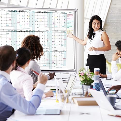 Miniatura 2 de Calendario grande de borrado en seco para pared, calendario anual de pared de borrado en seco, 58 x 37 pulgadas, calendario en blanco sin fecha de