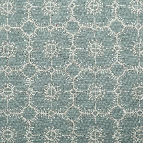 Material for Sewing Cotton Linen Embroidered Fabric Handmade Dress Bag DIY Sewing(Light Blue)