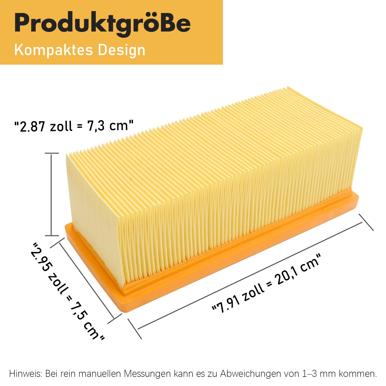 Hoypeyfiy 3er-Pack 6.414-498.0 Flacher Faltenfilter, Ersatz für Kärcher 2501, Ersatz für Kärcher 2501 TE, Ersatz für Kärcher 2601, Ersatz für Kärcher 2601 plus