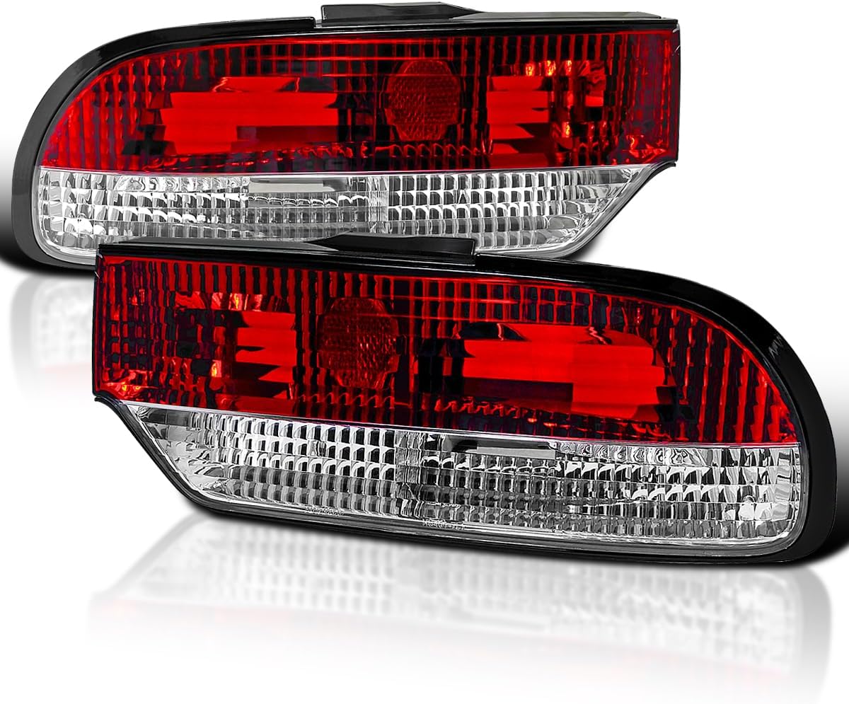 SPEC-D TUNING Red Tail Lights Compatible with 1989-1994 Nissan 240SX S13 Hatchback, Left + Right Pair Assembly