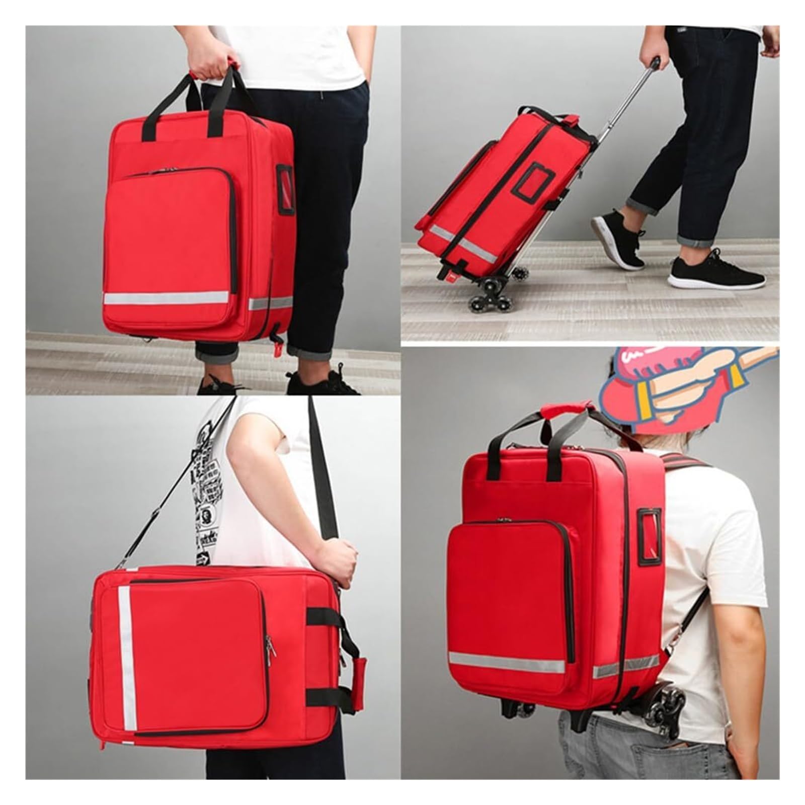 Botiquín de Primeros Auxilios con Ruedas y Carrito Extraíble - Kit Médico Portátil Multiusos para Familia, Camping, Festivales y Emergencias (Gran Capacidad)