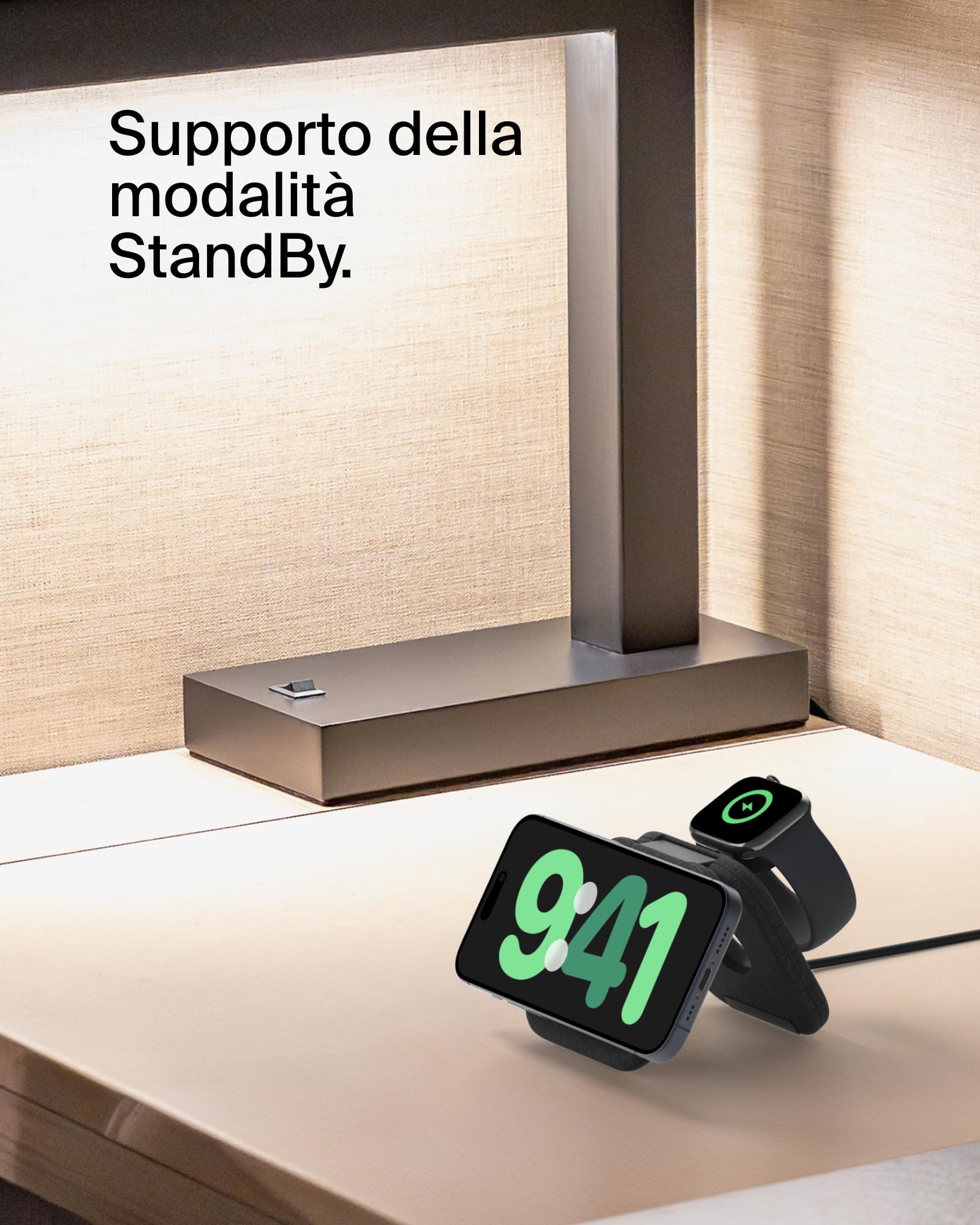 Belkin BoostCharge Pro Tappetino di Ricarica Magnetica 2 in 1 da 15W, Caricatore MagSafe, Caricabatterie Wireless pieghevole certificato Qi2 per iPhone 17, Air, Pixelsnap, Apple Watch 11 ed AirPods