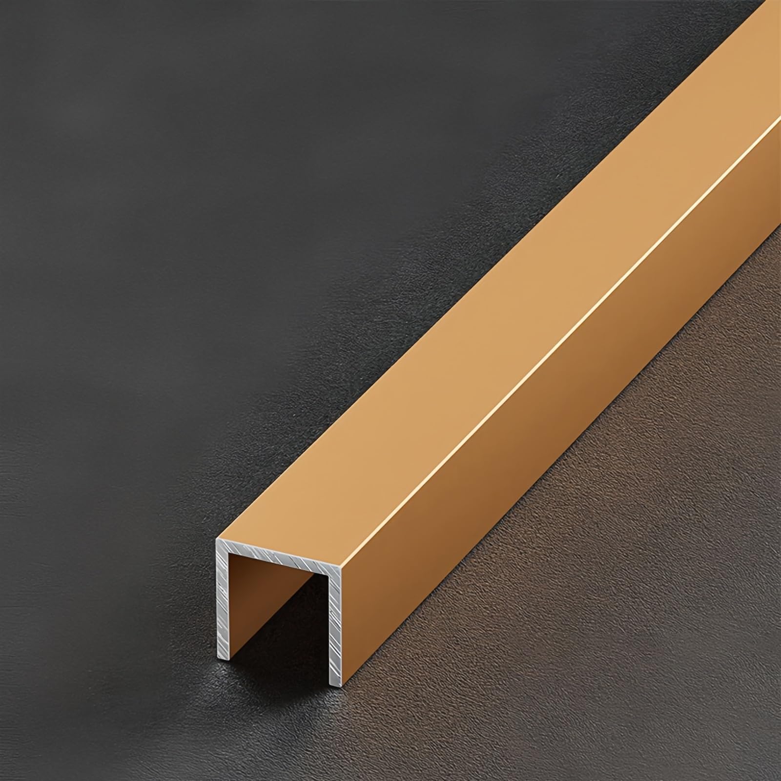 Coayuou Edge Trim 100cm* 3 Pcs Metal Edge Protector Aluminium Channel U Profile Perfect For Protecting And Decorating Edges Of Countertops, Shelves, And More Rust-Resistant(Orange gold,10 * 60mm)
