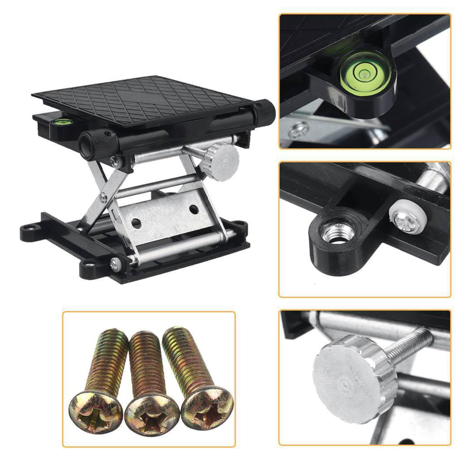 Lab Scissors Jack, Aluminum Laboratory Jack Lift Table Lab Lift Stand Table Automatic Leveling Rotatable Scientific Lifting Platform