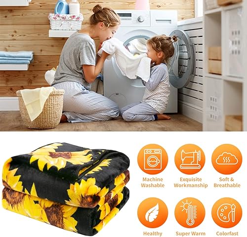 Miniatura 7 de Jekeno Manta de Regalos de Girasol para Mujeres y Niñas, Regalos de Decoración de Girasoles para Amantes de los Girasoles Adultos y Niños, Linda