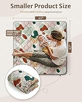 Vista 2 de Blissful Diary Portable Baby Play Mats for Floor, Thicker Cushioned Foldable Baby Crawling Mat for Indoor Outdoor, Modern Abstract 43" X 43