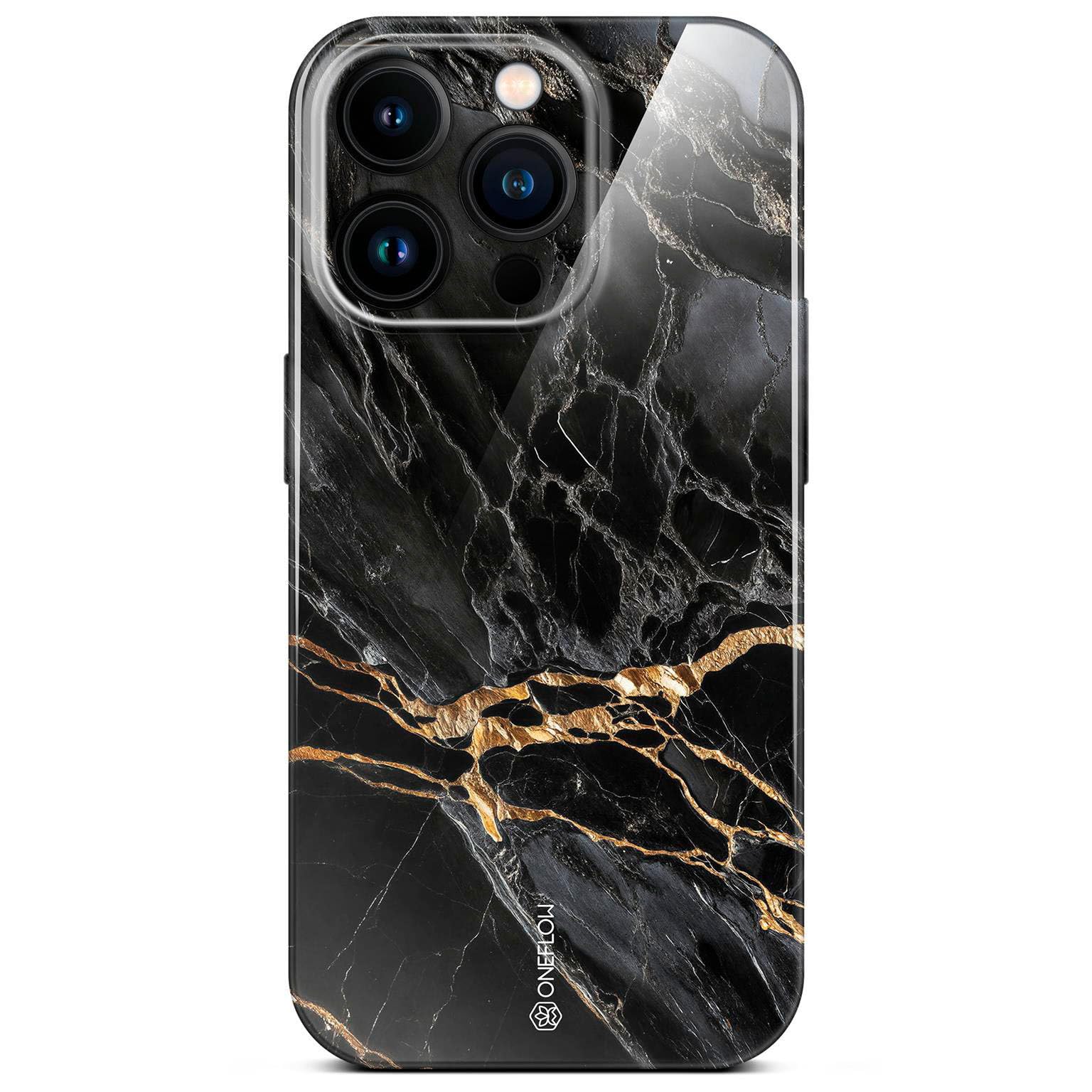 Coque iPhone 16 Pro antichoc marbre noir pailleté protection rigide dos - 8