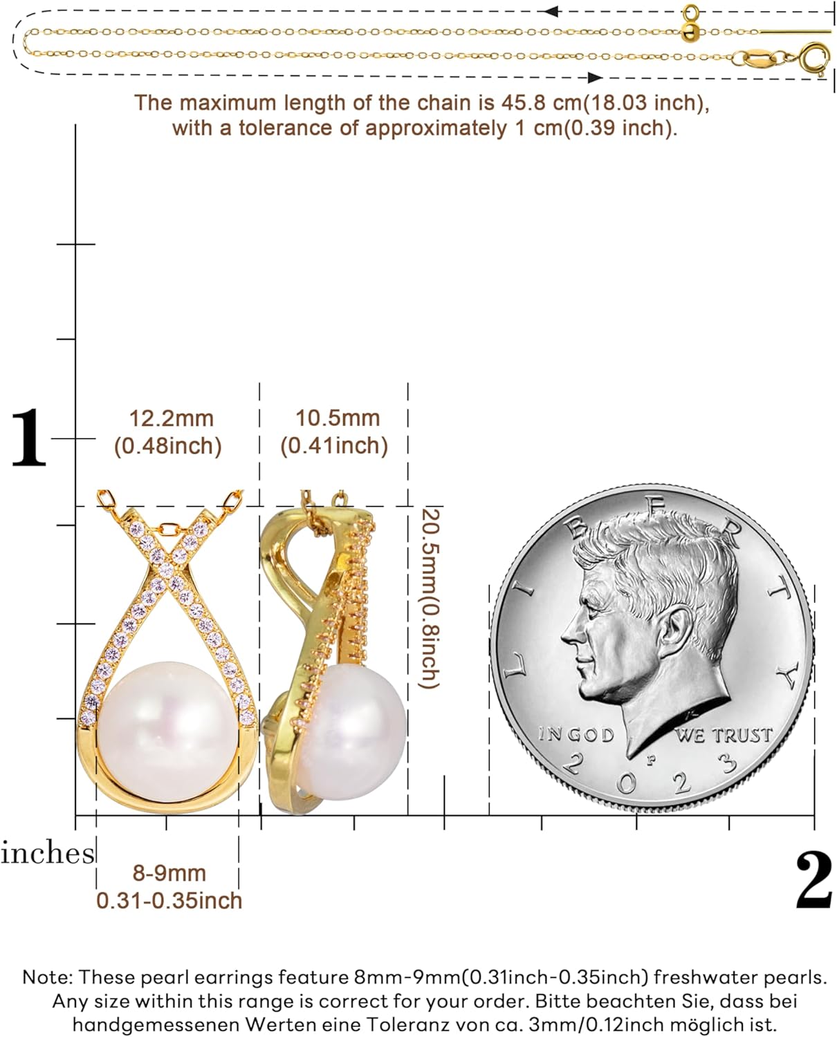 Dainty Pearl Drop Pendant Necklace for Women Daily with Real Cultured Freshwater Pearl - Cubic Zirconia Accented in Gold/Silver, Gift for Her (Christmas,Birthday,Wedding) - Image 7