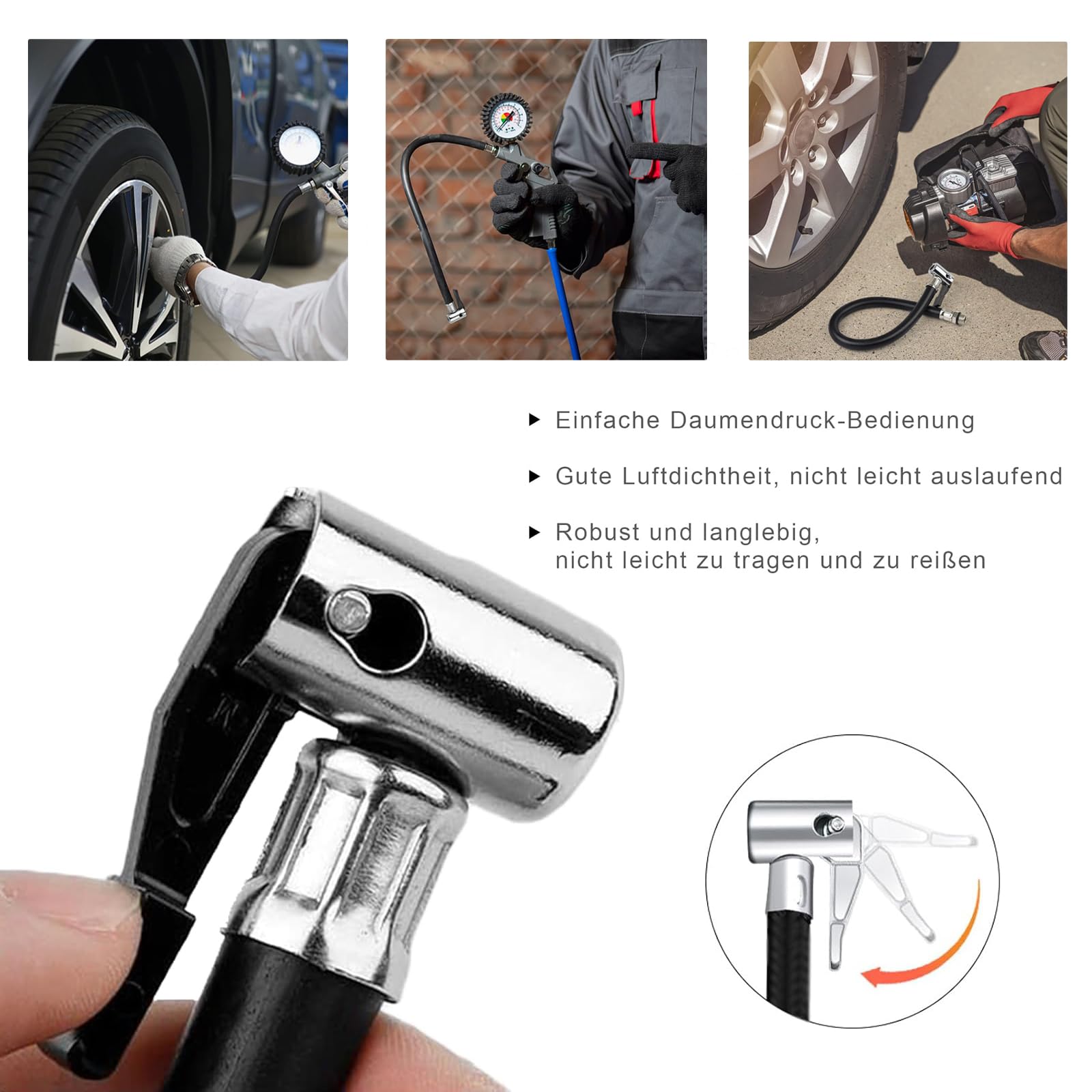 Tubo Di Prolunga Per Gonfiaggio Pneumatici - 13 Mm In Gomma E Metallo, Per Bici, Moto E Auto - Foto 4