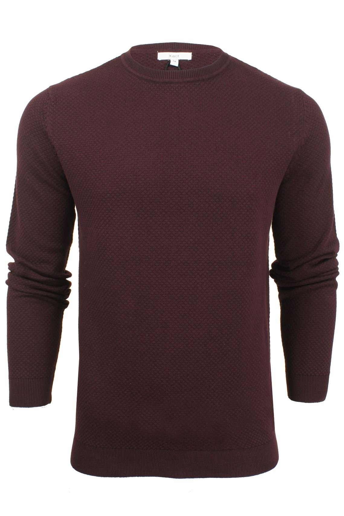 Xact Men's Merlot Textured Cotton Crew Neck Jumper (Merlot) Xxl