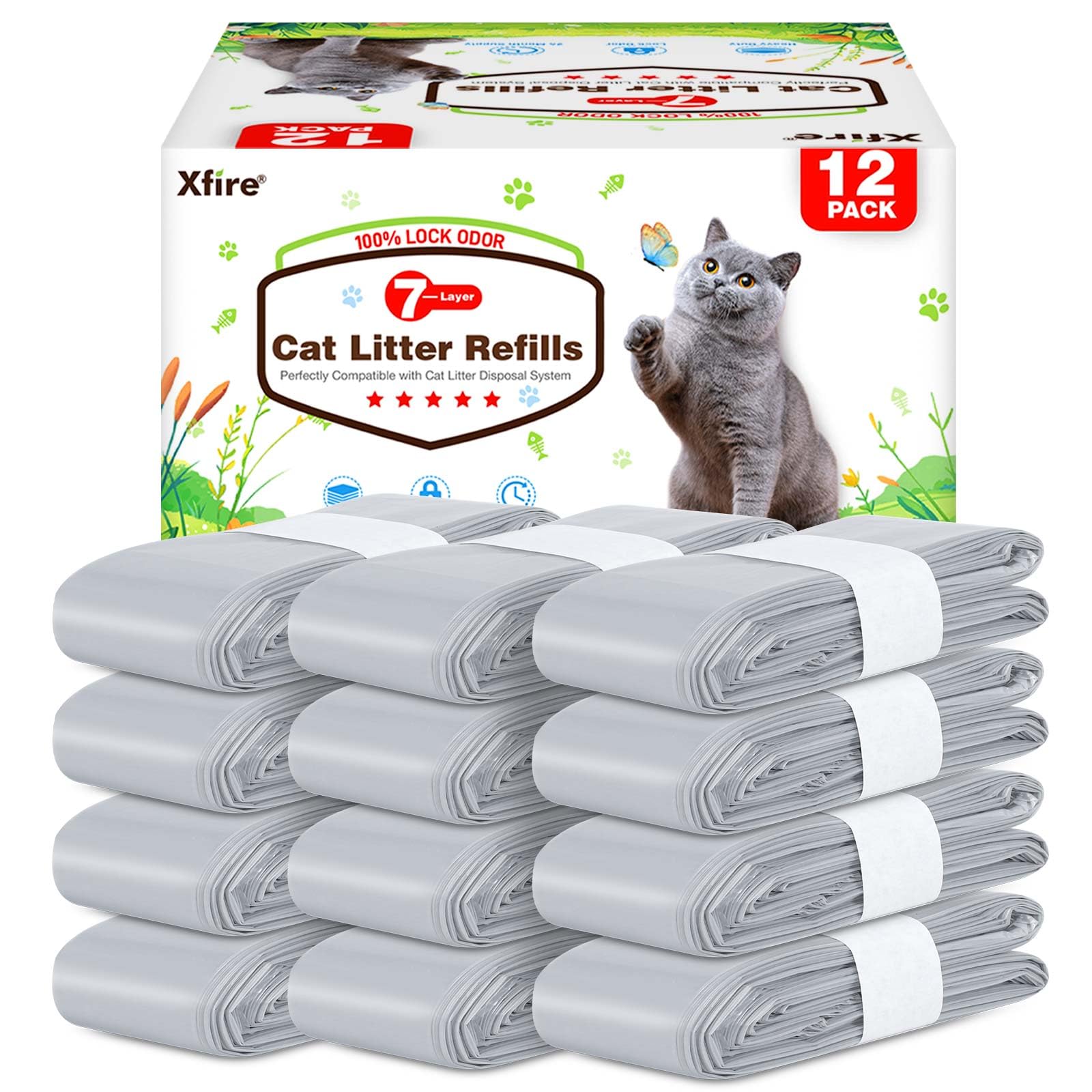 Xfire 12 Pack Cat Litter Refill Bags