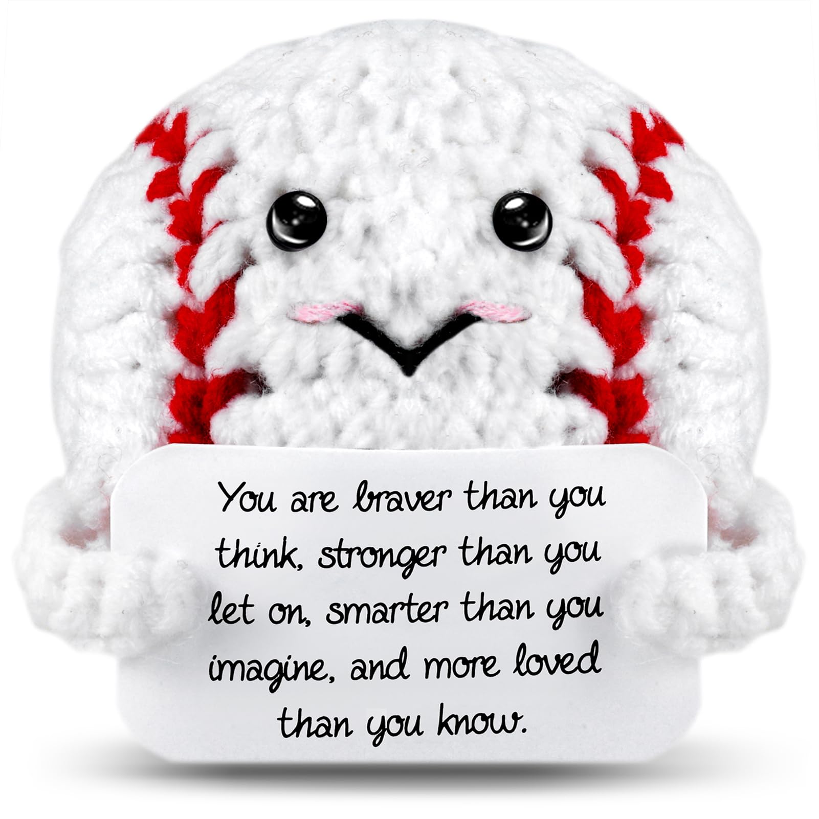 ZLSPTK Positive Crochet Animals Baseball Emotional Support Plush Crochet Funny Gift for Women Friends Birthday Emotional Support Doll Knitting Toy Motivational Crochet Accessories Desk Room Decor