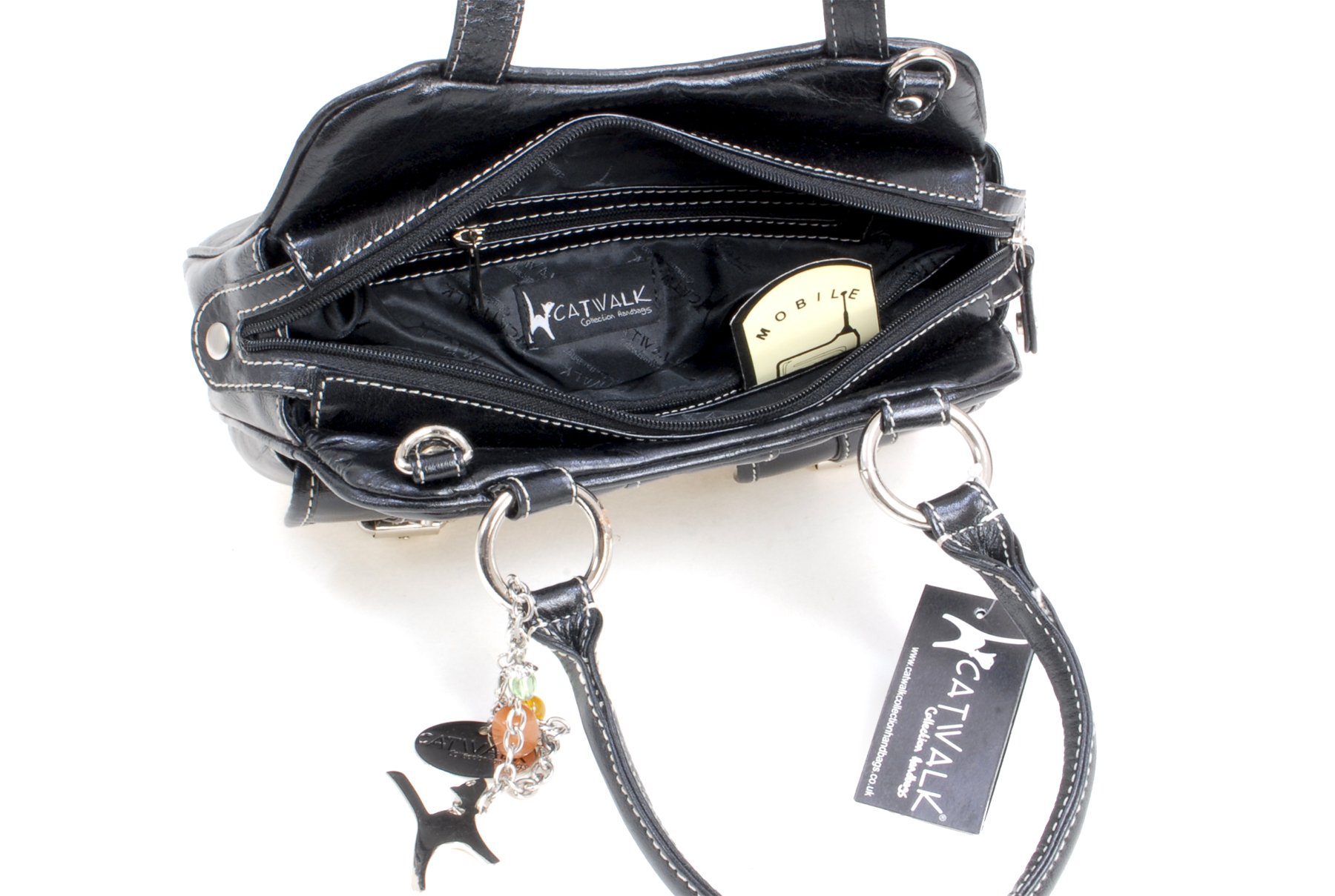 Catwalk Collection Handbags - Borsa a Mano da Donna in Vera Pelle - Borsa a Tracolla Media - Borsetta a Spalla - Tracolla Removibile - Faith