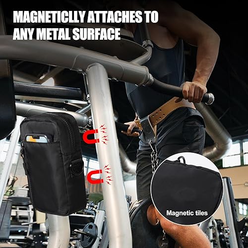 Miniatura 2 de Bolsa magnética para gimnasio, pequeña bolsa de gimnasio para mujeres y hombres, soporte para botella de agua para gimnasio, bolsa de camiseta