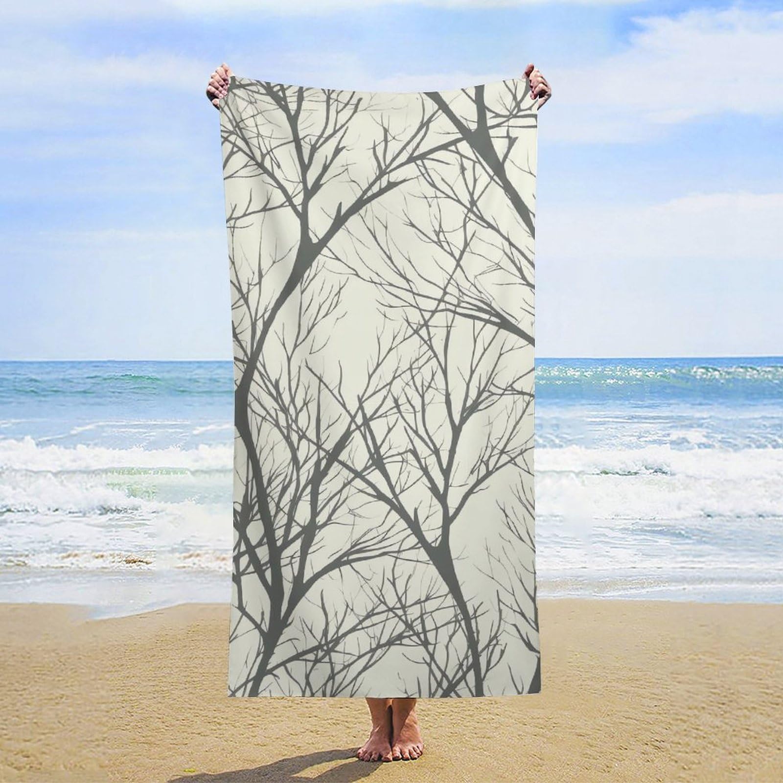 NTVOWPZO Tree Branch Beach Towel Oversized Microfiber Bath Towels Lightweight Sand Proof Beach Towels Absorbent Pool Towels for Swimming Yoga Bathroom Towel 31.5" X 63"