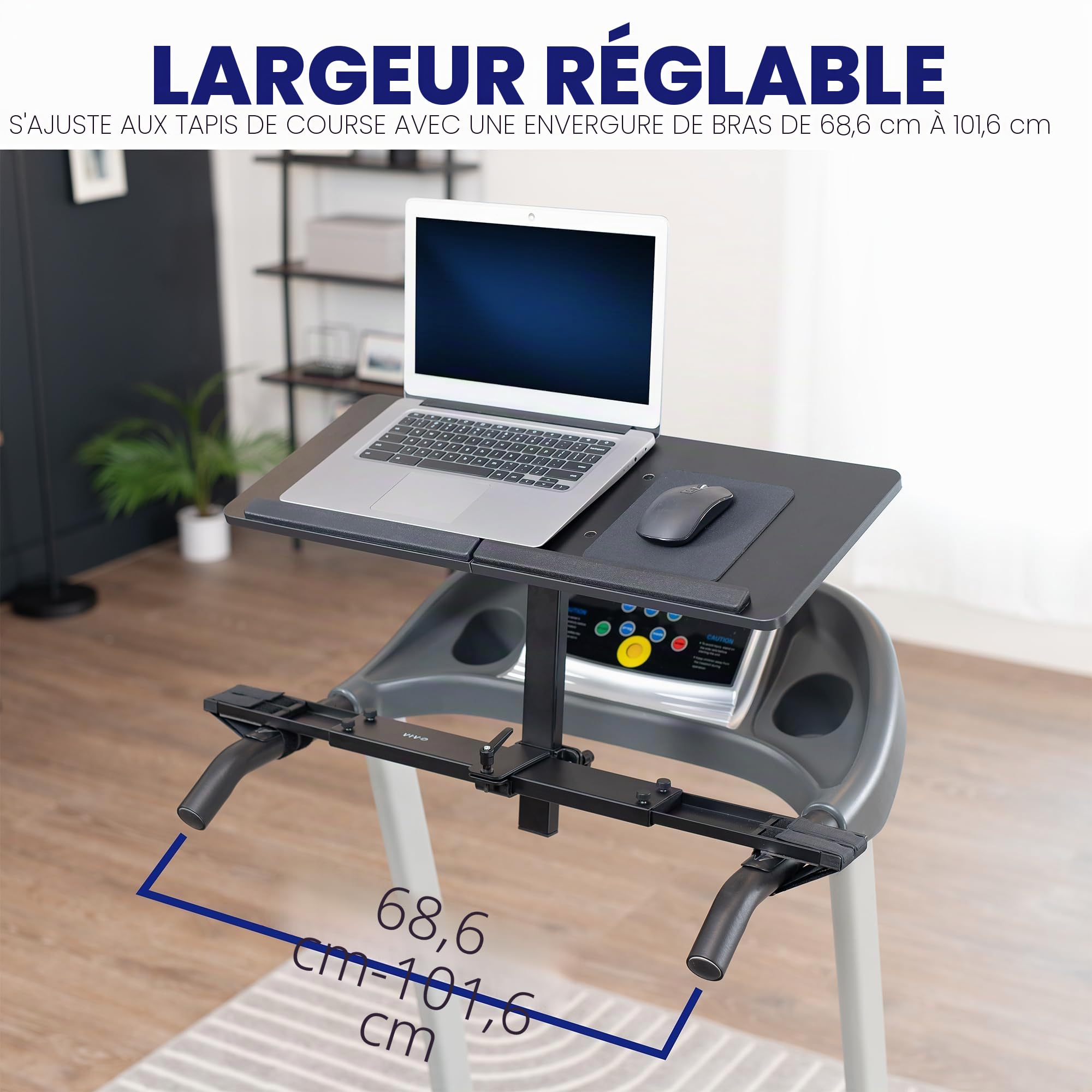 Vivo Support Universel en Bois pour Tapis de Course et Ordinateur Portable - Ergonomique Réglable avec Tapis de Souris et Support de Poignet - Stand-TDML4
