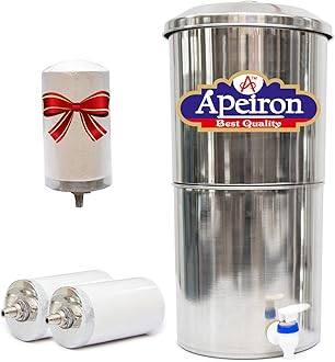 Apeiron Silver Purifier Non Electric Ceramic Water filter with 2 Candle - 21 Litre