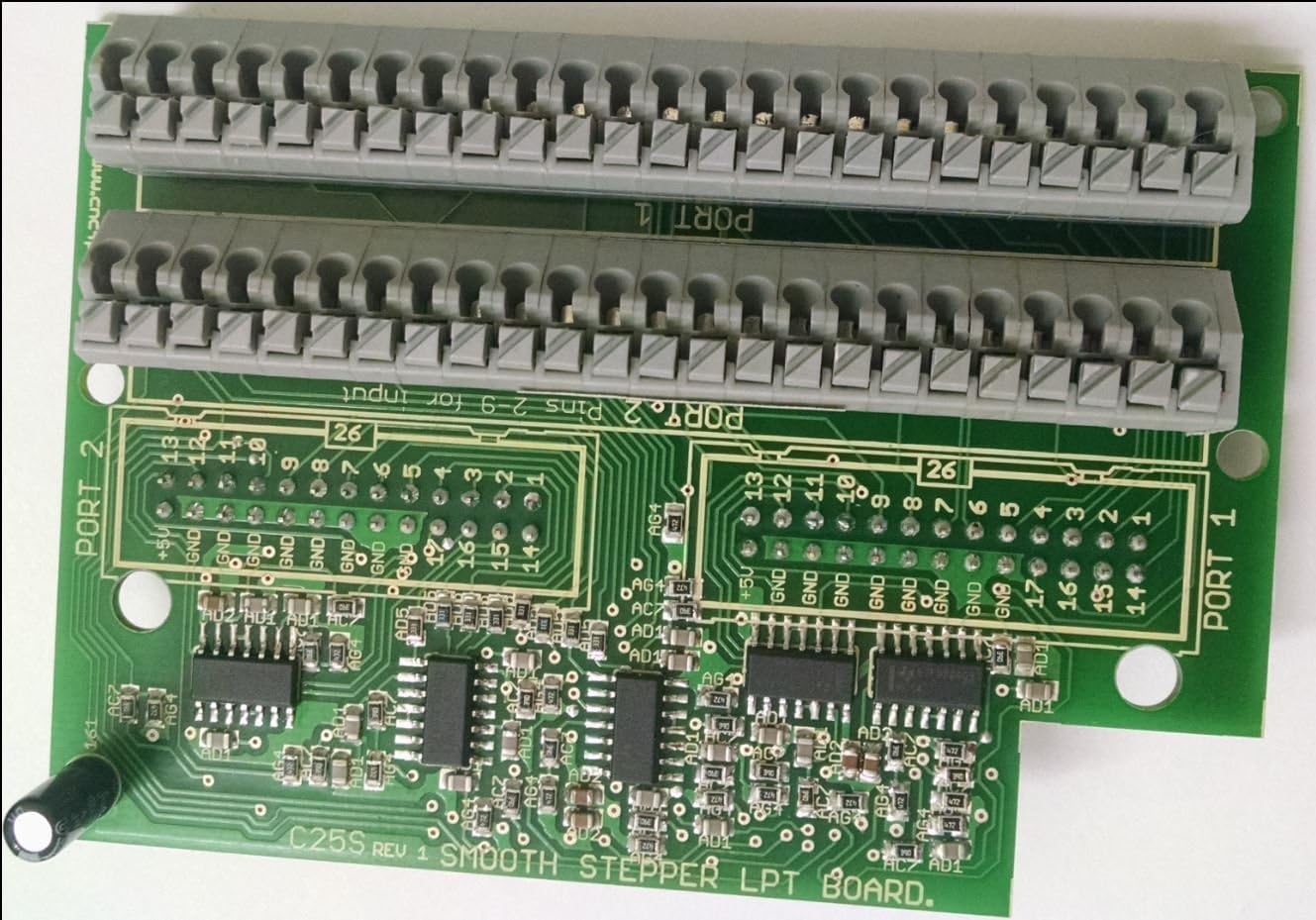 C25S Smooth Stepper Terminal Board - 34 I/O, No Ribbon Cables, TTL 5VDC, ATX Motherboard