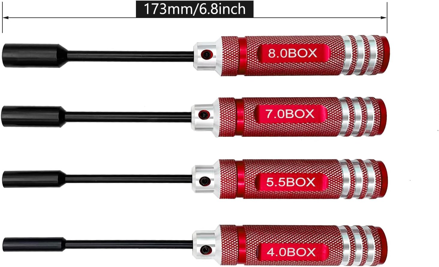 4Pcs Nut Driver Set RC Tool Set Hex Nut Driver for RC Vehicle RC Helicopters FPV Drones Cameras Appliances Repair 4mm 5.5mm 8mm 7mm Nut Driver (red)