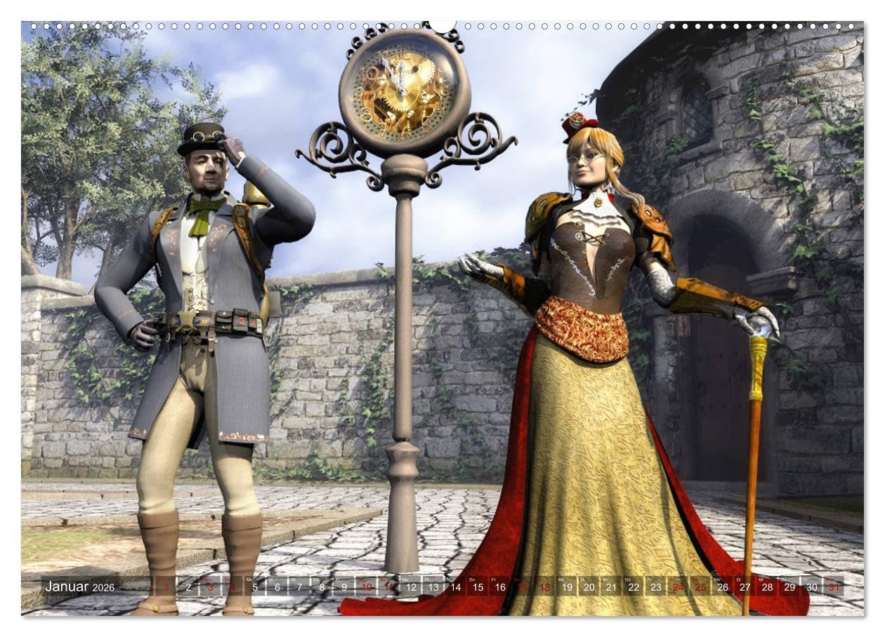Steampunk Träume (hochwertiger Premium Wandkalender 2026 DIN A2 quer), Kunstdruck in Hochglanz: Die zauberhafte Welt des Steampunk in 12 verträumten Bildern. (CALVENDO Kunst)