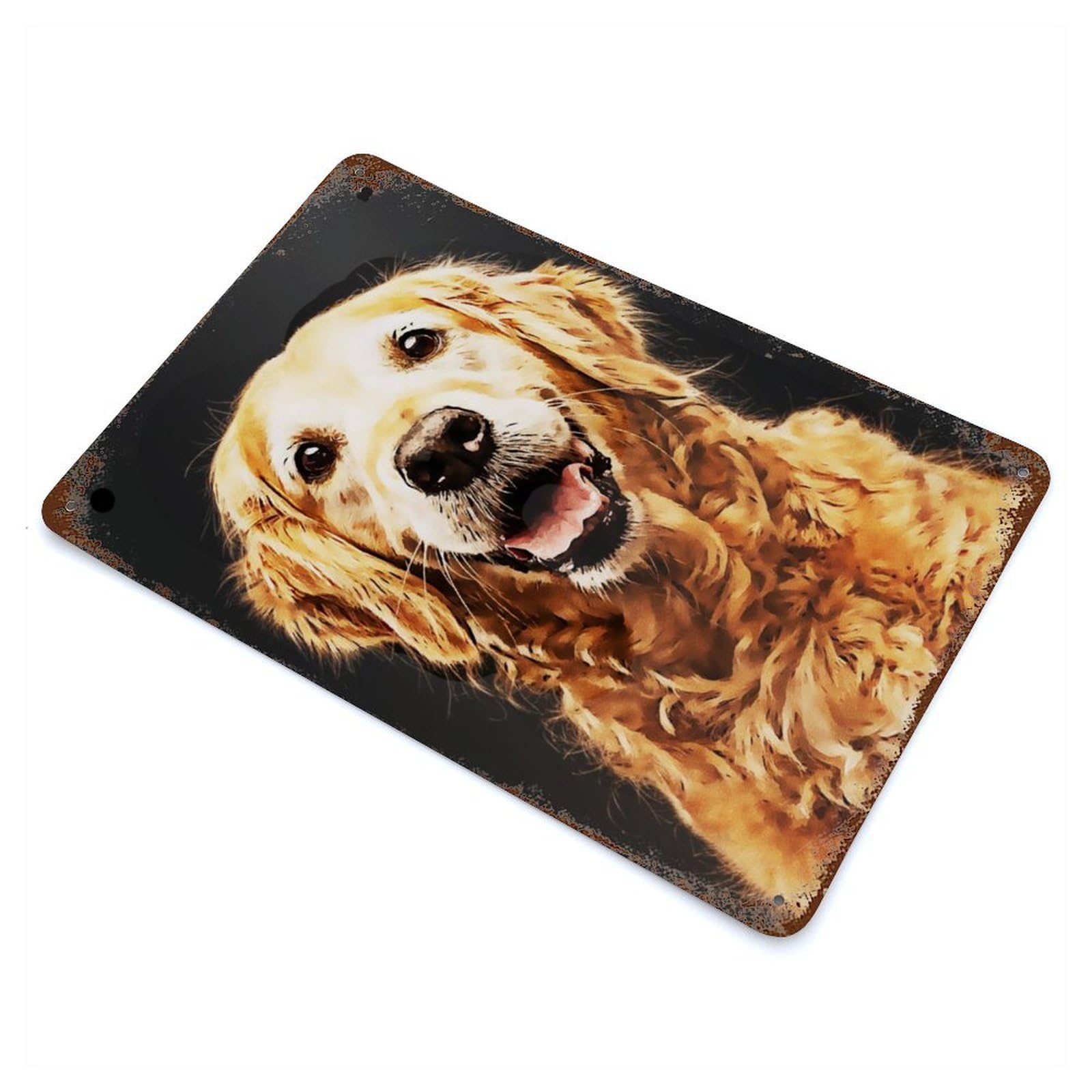 Dog 11.8"x7.9" Rustic Tin Plaque, Novelty Wall Decor for Living Room, Hallway And Home Decor