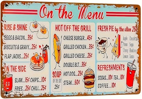 1 pieza de letrero de hierro de metal vintage "On the Menu"  placa de arte de pared de hierro para restaurantes, cafeterías, bares, granjas, garajes