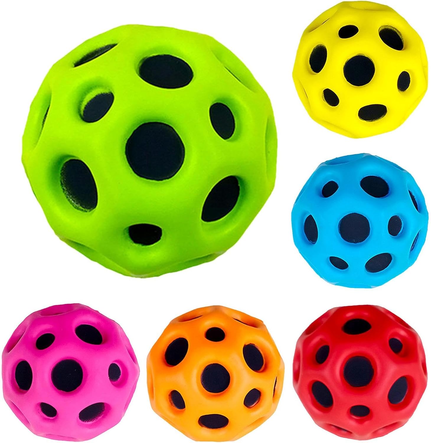 HAOSHUO 6PCS Space Ball, Space Theme Bouncy Balls, High Resilience Hole