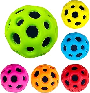 HAOSHUO 6PCS Space Ball, Space Theme Bouncy Balls, High Resilience Hole Ball, Mini Bouncing Ball Toy, Space Ball with Extreme High Bounce, Bouncing Balls, Bouncy Balls for Kids Pets Party Gift
