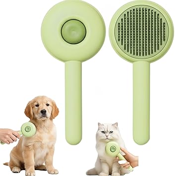 Self Cleaning Dog Comb Brush – Slicker Cat Brush & Pet Comb for Shedding, Pet Hair Grooming Tool for Long & Medium Haired (Multicolor)