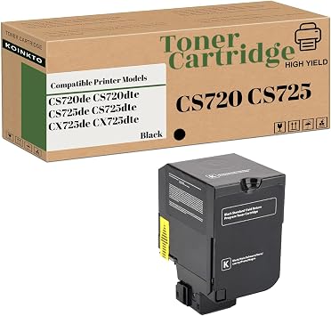 CS720 CS725 CX725 7000 Pages Toner Cartridge Compatible for Lexmark 74C1SK0 74C1SC0 74C1SM0 74C1SY0 ,Fit for CS720de CS720dte CS725de CS725dte CX725de CX725dte Printer 1-Pack Black