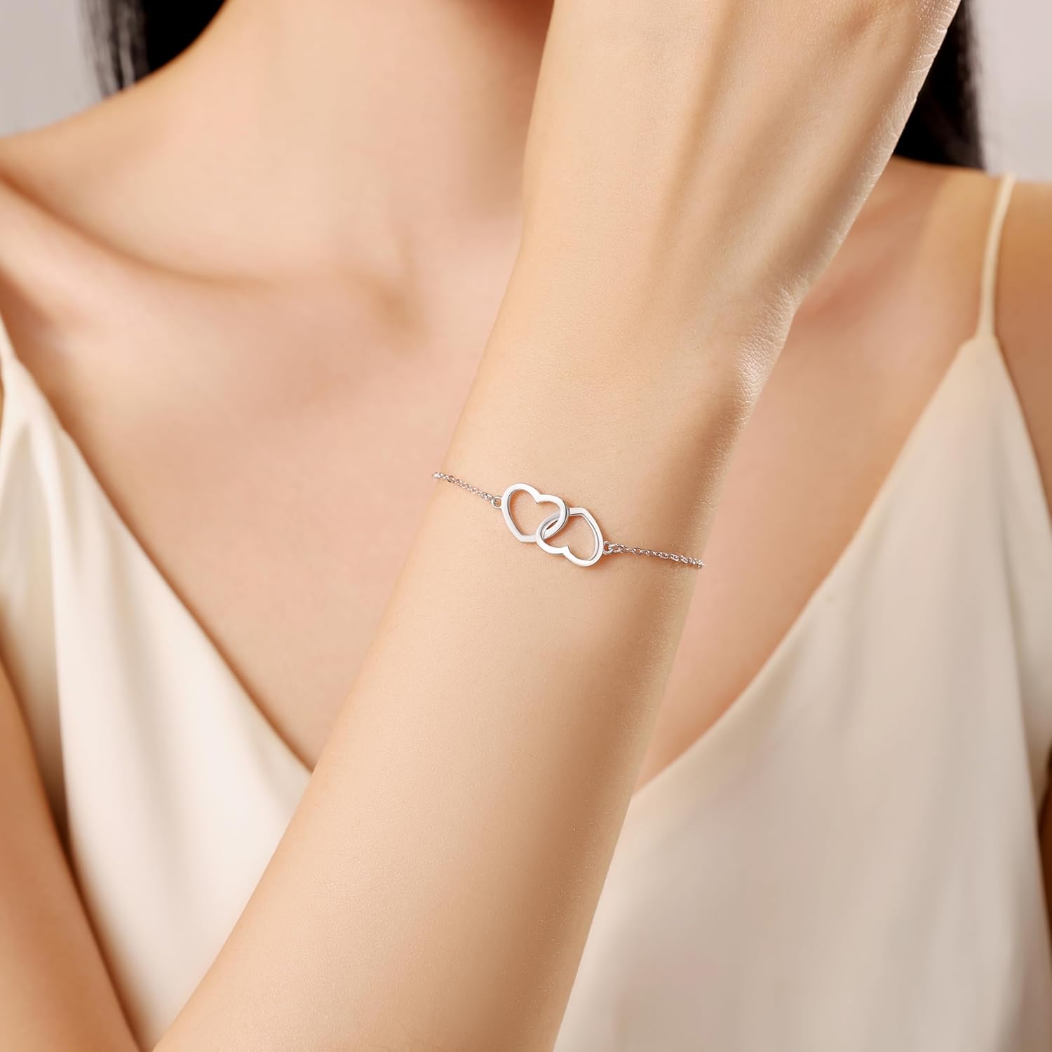 Best Friend Bracelet, 925 Sterling Silver Heart Bracelet, Friendship Gifts for Women - Image 4