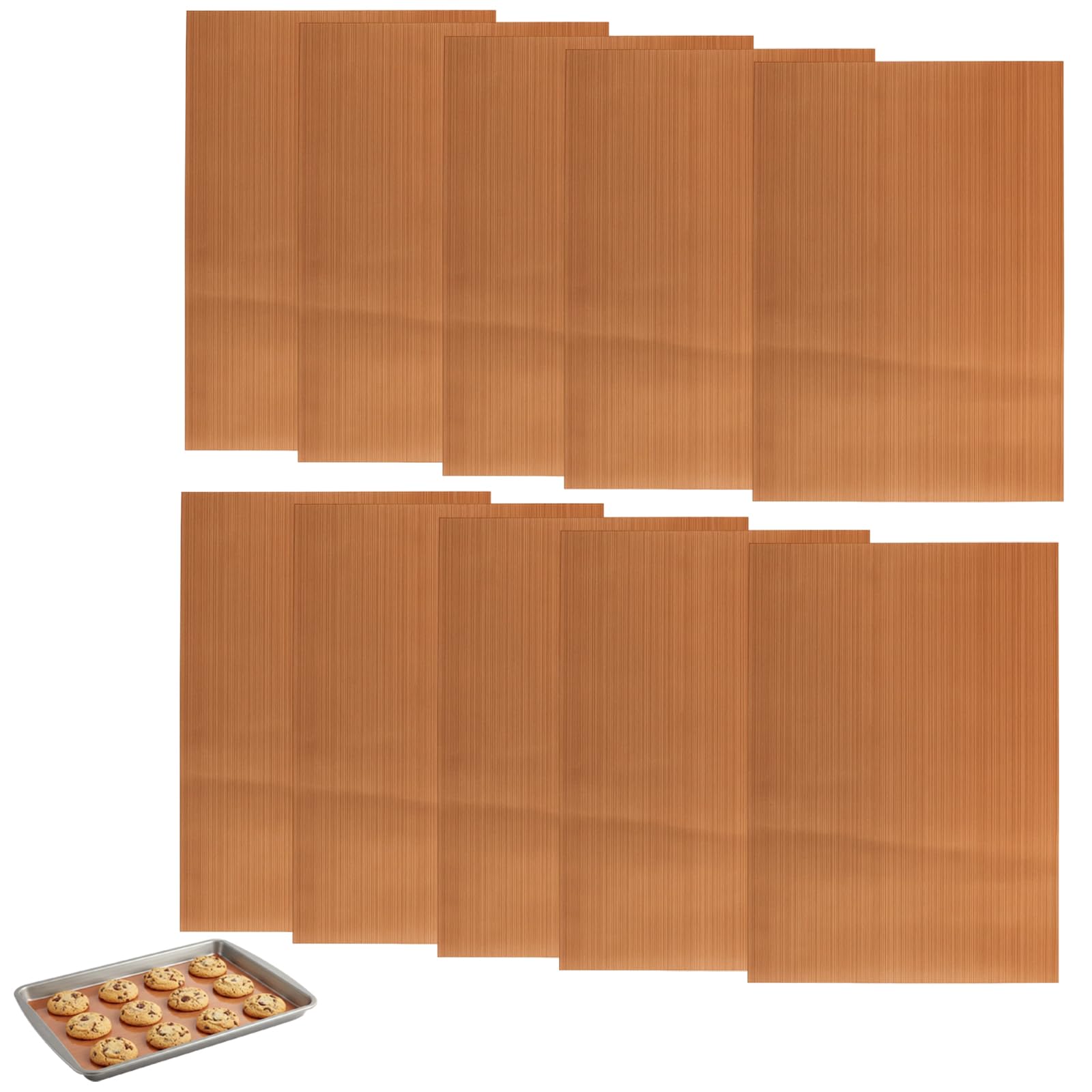 10 Pcs 30x40cm Silicone Baking Sheets, Reusable Silicone Baking Mats for Bread Cookies Pastries Meat, Non-Stick Baking Mat Oven Liner for Home Ovens Bakeries Studios