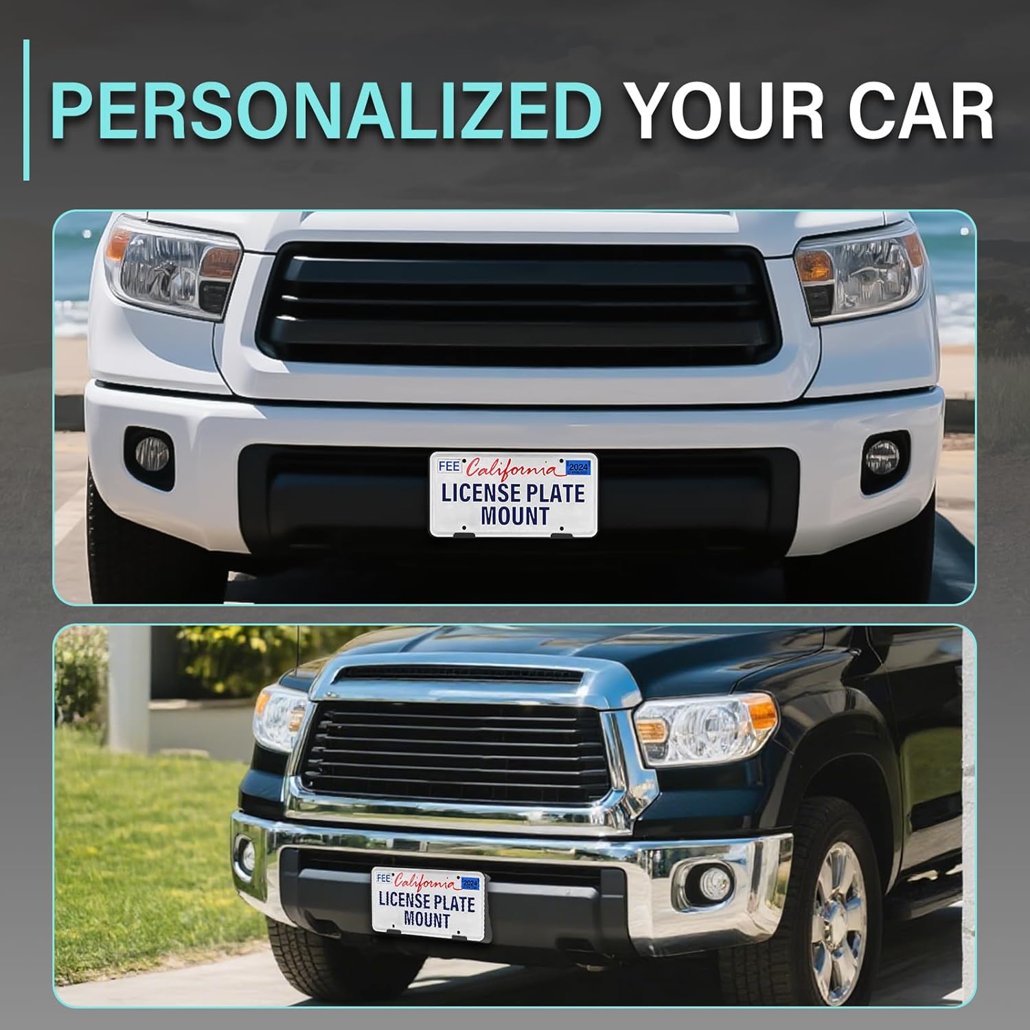 Quick Install Front License Plate Holder Compatible with Toyota OEM 2007-13 Tundra ABS License Plate Mounting Bracket Replacement Frame with Screws, Durable Car Accessories Upgrade