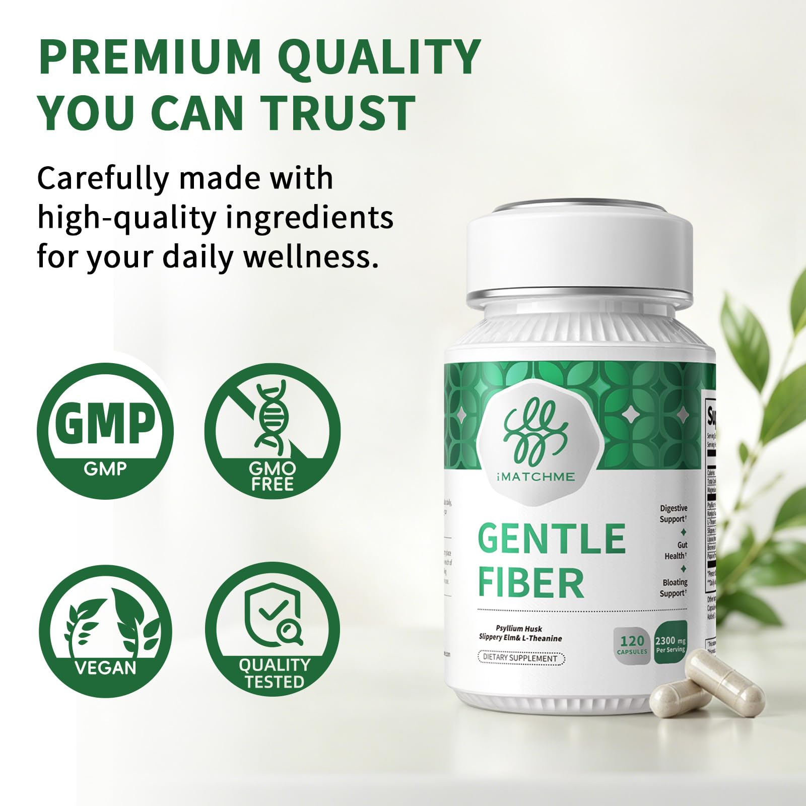 Fiber Supplement with Psyllium Husk Powder1800mg& Slippery Elm-120 Capsules — Amazon image 8