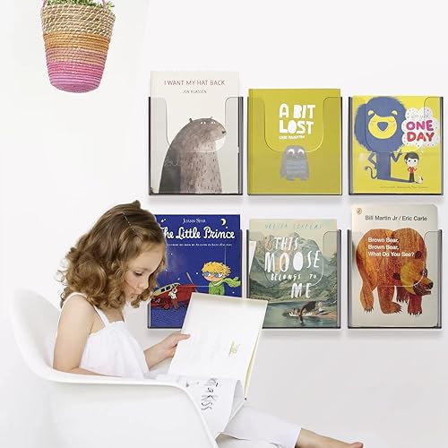 Miniatura 6 de Soporte acrílico para folletos, 4 paquetes de 8 x 11.5 pulgadas, soporte para folletos de montaje en pared, divisor extraíble para organizar