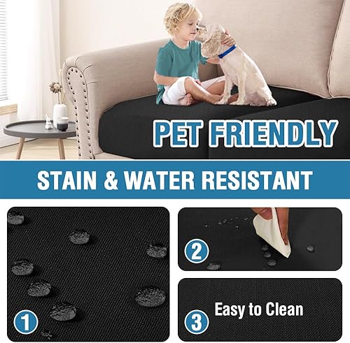 Miniatura 5 de H.VERSAILTEX Juego de fundas de cojín para sofá de lino tejido resistente al agua, para asiento individual, fundas de cojín adecuadas para sillón (1