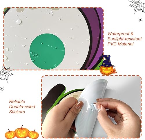 Miniatura 4 de Kit de decoración de Halloween para maletero o auto, monstruo con ojos grandes, colmillos, decoraciones de Halloween aterradoras para puerta de