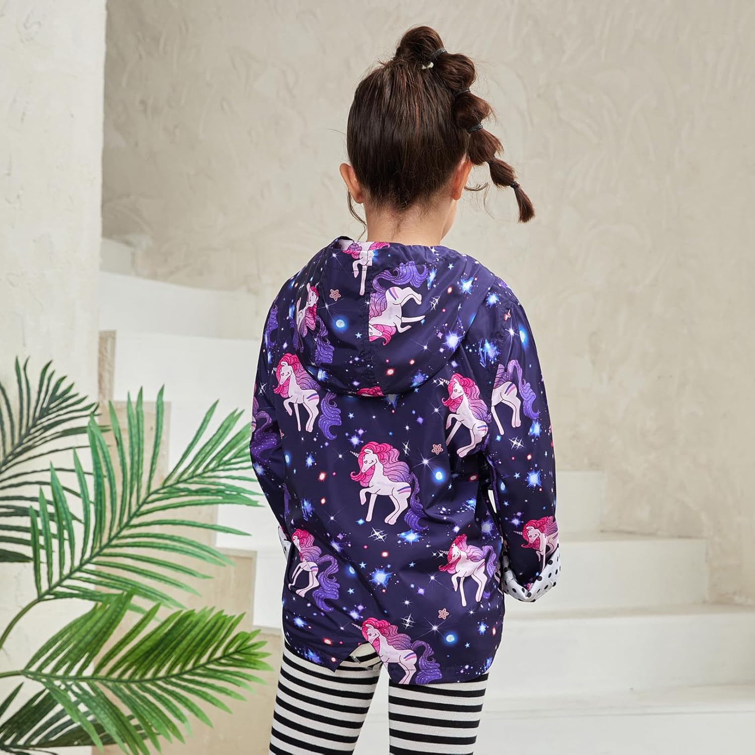 QPANCY Girls Rain Jackets Lightweight Waterproof Hoodie Mid-Length Raincoats Kids Outdoor Windbreaker - Image 2