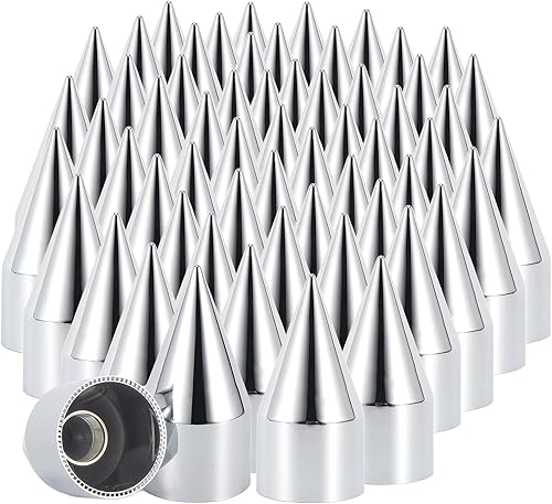 Miniatura 13 de Cubiertas de tuerca de 33 mm de Cabtherlyn para camiones semi, cubiertas de tuerca de 33 mm x 7 cm de plástico ABS cromado con punta, 20