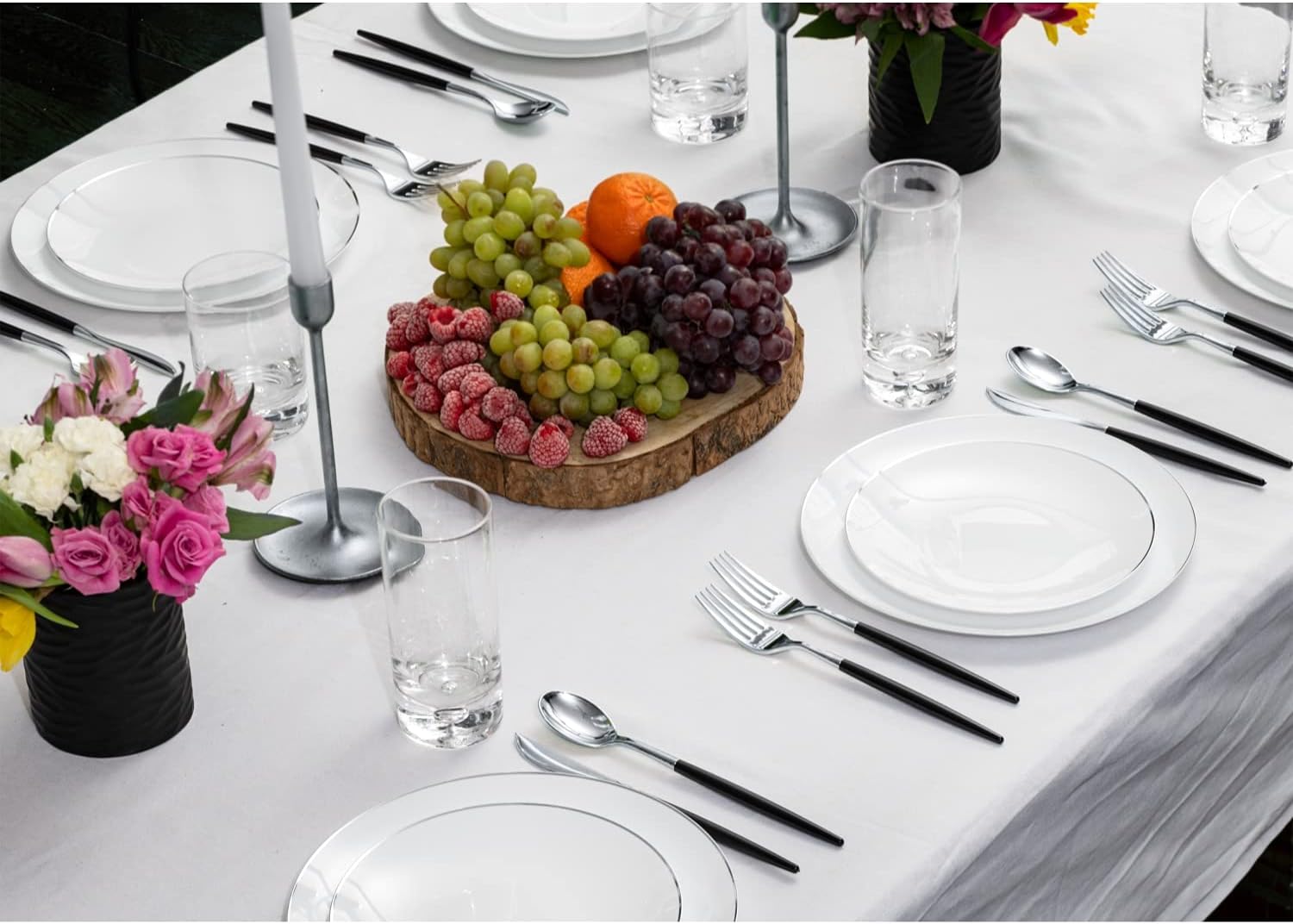 Trendables 120 Pack Two Toned Heavy Duty Plastic Silverware Forks - Stunning Dual Colored Black and Gold Disposable Plastic Fork - Disposable Utensils For Wedding Parties And All Occasions