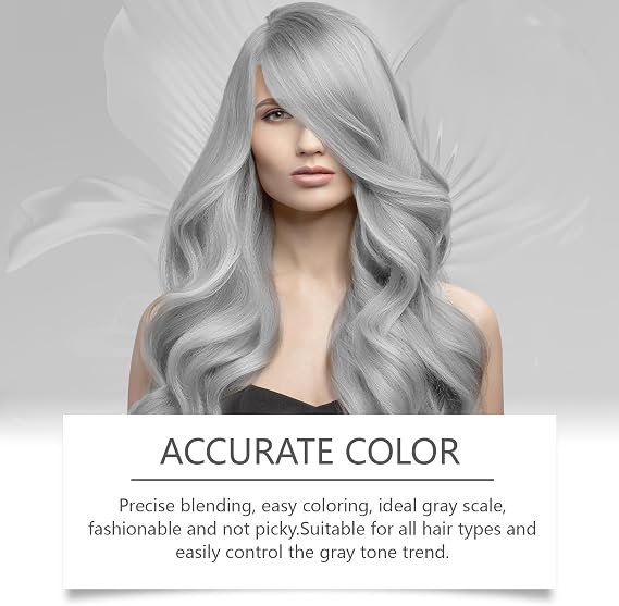2 In 1 Natural Essence Extract Silver Hair Dye, Gray Hair Dye Cream, Natural Hair Color, Glossy Conditioning, Unisex Silver Grey Hair Dye for All Hair Types (2)