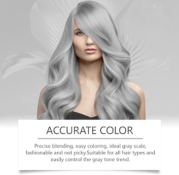 2 In 1 Natural Essence Extract Silver Hair Dye, Gray Hair Dye Cream, Natural Hair Color, Glossy Conditioning, Unisex Silver Grey Hair Dye for All Hair Types (2)