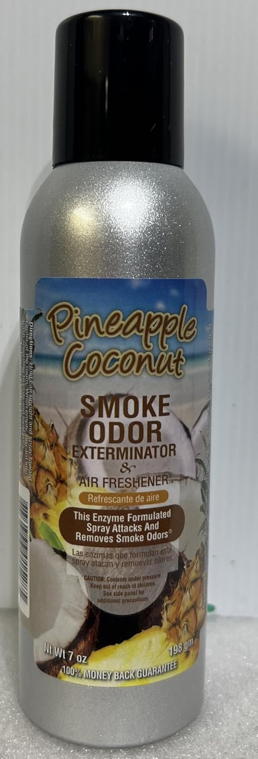 Smoke Odor Exterminator 198 gm/ 7 oz Large Spray Pineapple Coconut Set of Three Cans. Assortment (3) Includes Pineapple Coconut, Blueberry Dreamz and PotPaya.