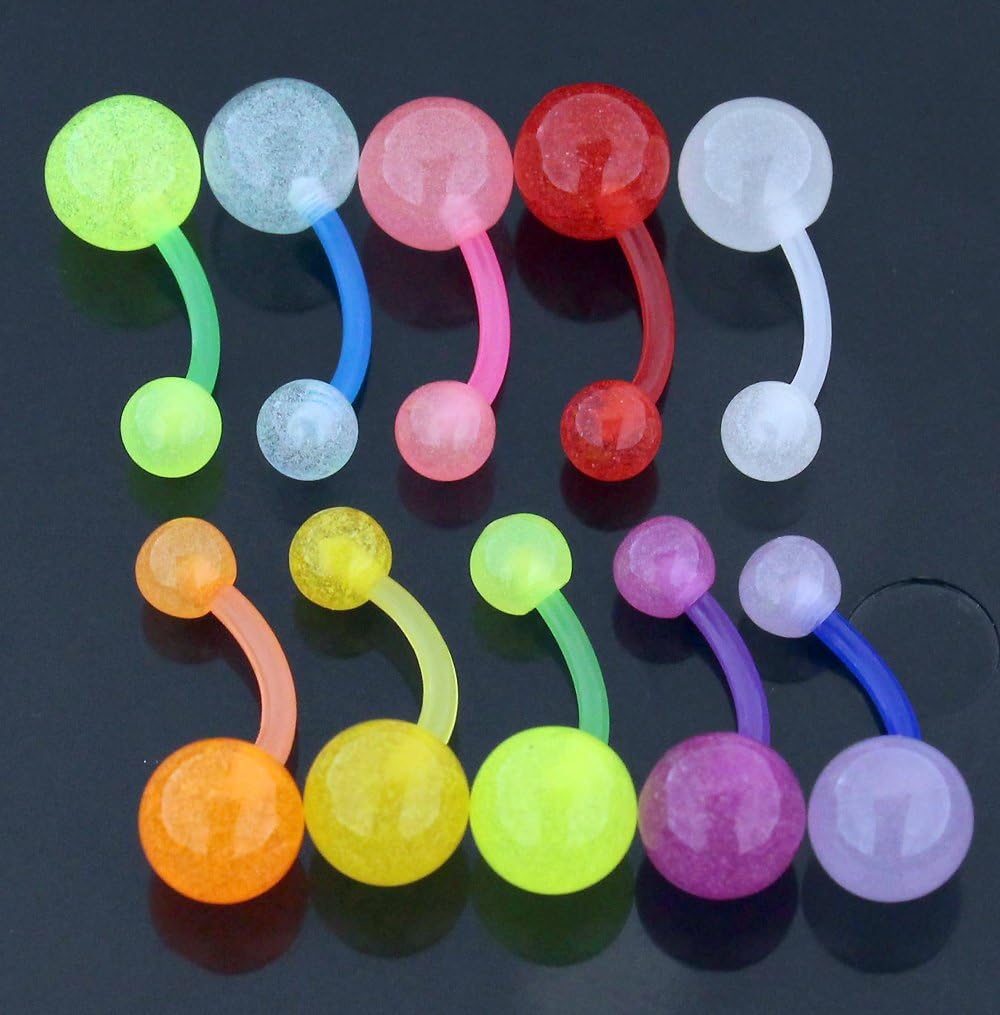 10 UV luminescent balls, bioplastic flexible banana belly button buckle (10 mixed colors) - Image 3