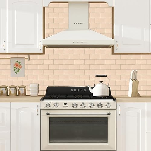 Miniatura 2 de Azulejos de metro de superficie dura gruesa de 20 hojas para despegar y pegar, 12 x 12 pulgadas, color beige con purpurina para salpicaduras para