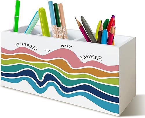 Vista 24 de Portaplumas y portálápices Play All Day para consejero escolar, oficina, aula, escritorio, You Are Brave, organizador motivacional de portaplumas